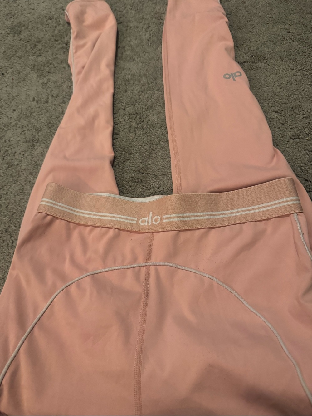 ALO Yoga Kids Blush Pink Active Leggings with Branded Waistband